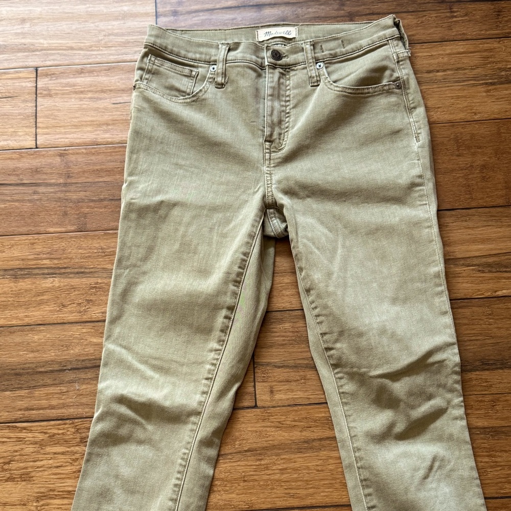Madewell 9" High-Rise Skinny Jeans: Raw-Hem Garment-Dyed Edition, Sage Green